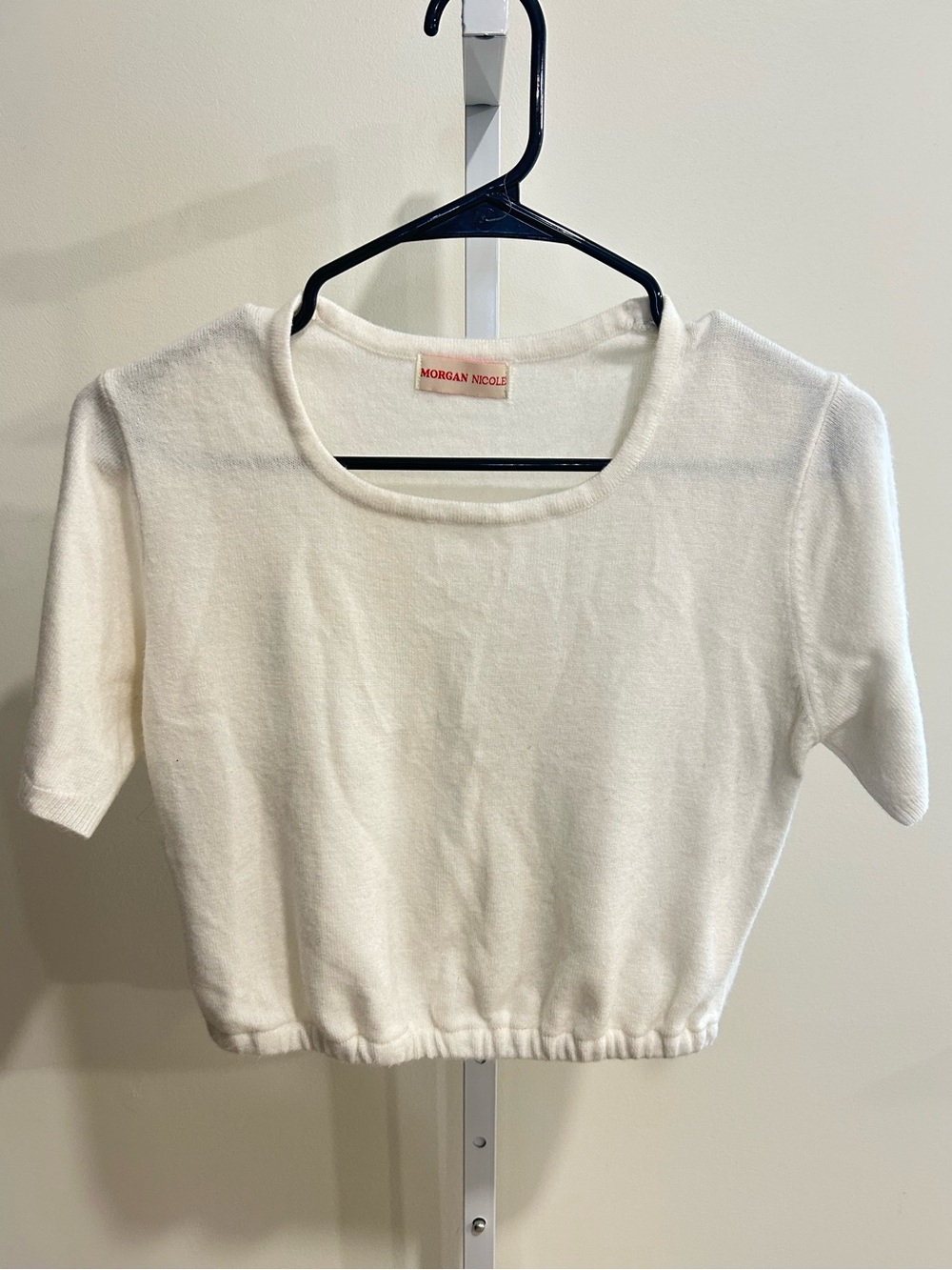 White Cropped Knit Top